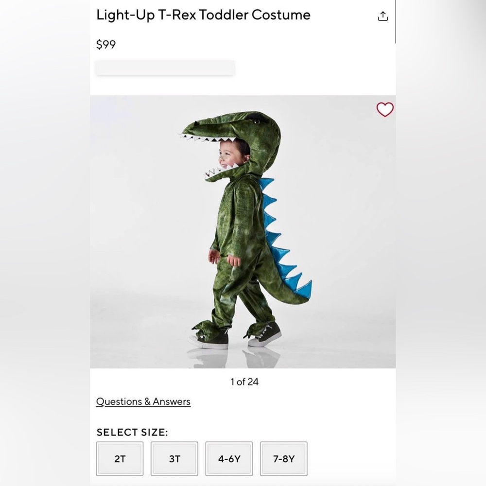Pottery Barn 3t Dinosaur Costume